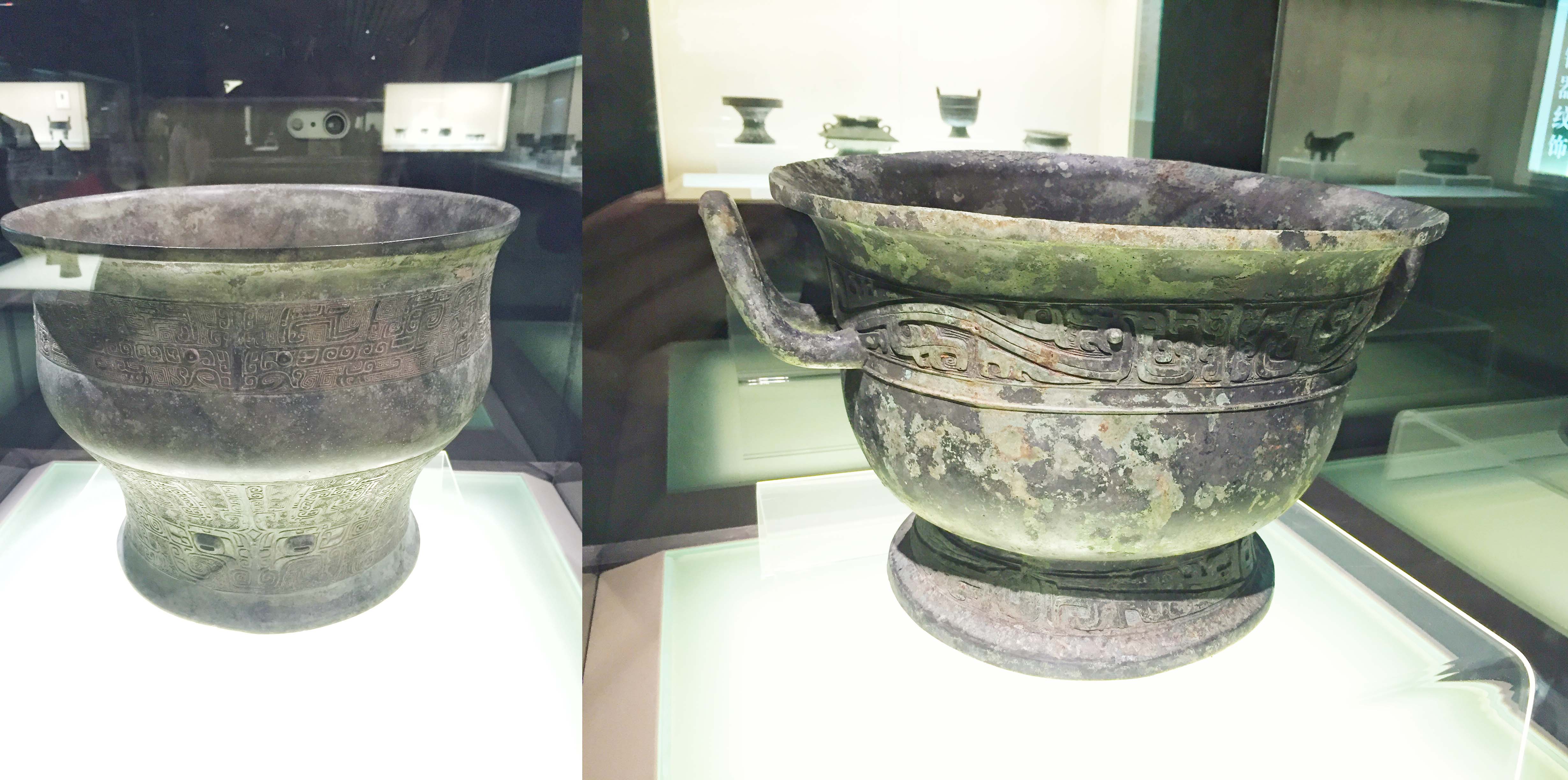 父乙盂,商代晚期(公元前13世纪-前11世纪) 伯盂,西周中期(公元前11世纪末-前10世纪末)